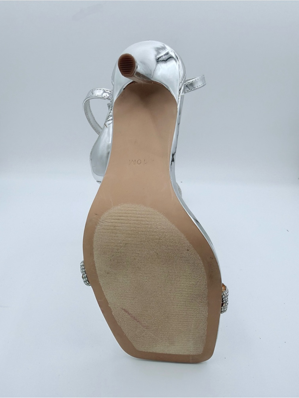 Steve Madden Silver Crystal-Knot Ankle Strap Heels - Picture 7 of 8